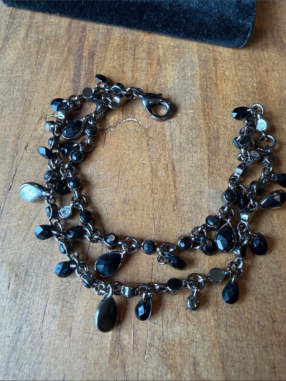 Elegant Black Faceted Dangle Bracelet - Women Jewelry